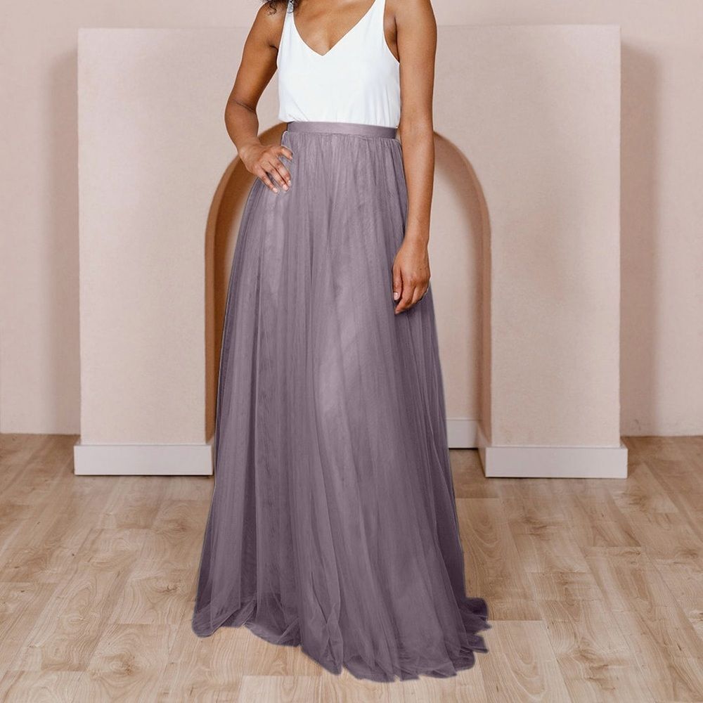 Revelry Skylar Tulle Maxi Skirt Wisteria Mauve Purple Size 6 Formal Fairy